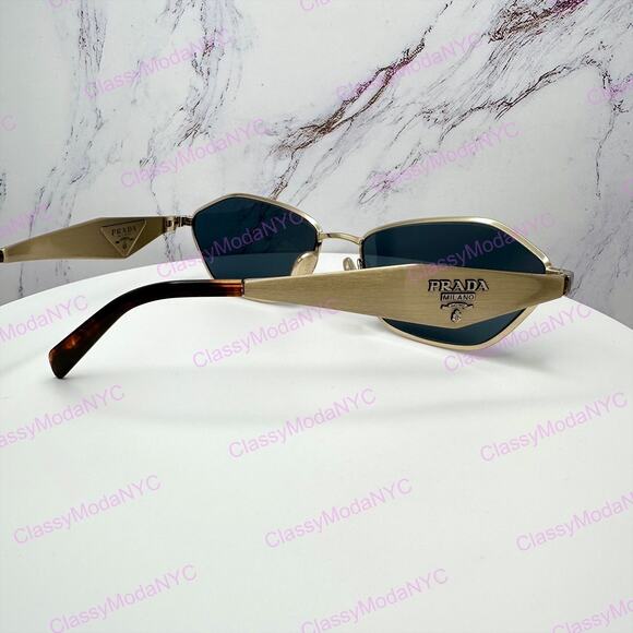 New PRADA Sunglasses Gold Metal 3D Logo Aviator Cat Eye main image 9